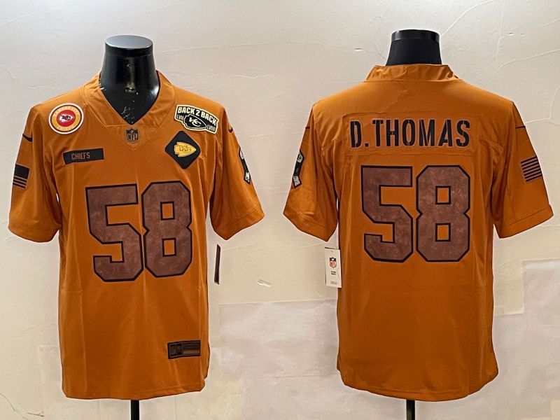 Men Kansas City Chiefs #58 Thomas Yellow 2025 Nike Salute to Service Limited NFL Jersey style 7